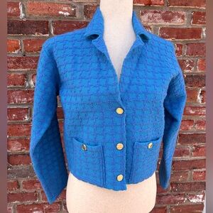 TRUTH by Republic Royal Blue Cropped Blazer Jacket Snaps Closure Textured